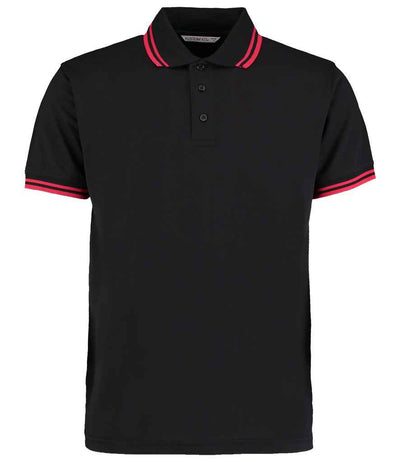 Kustom Kit Contrast Tipped Poly/Cotton Piqué Polo Shirt - Black/Red