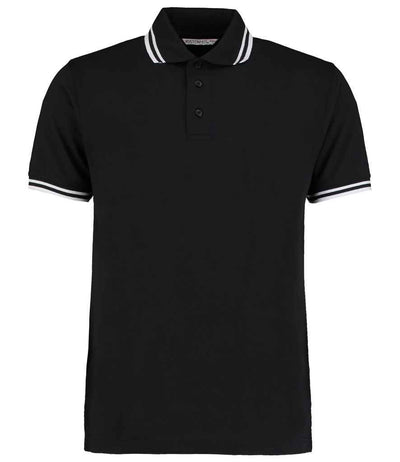 Kustom Kit Contrast Tipped Poly/Cotton Piqué Polo Shirt - Black/White