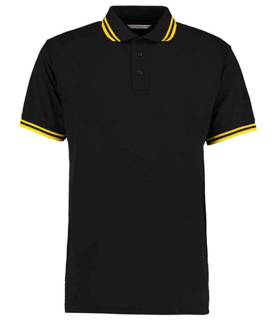 Kustom Kit Contrast Tipped Poly/Cotton Piqué Polo Shirt - Black/Yellow