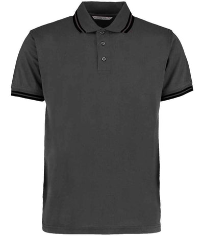 Kustom Kit Contrast Tipped Poly/Cotton Piqué Polo Shirt - Charcoal/Black