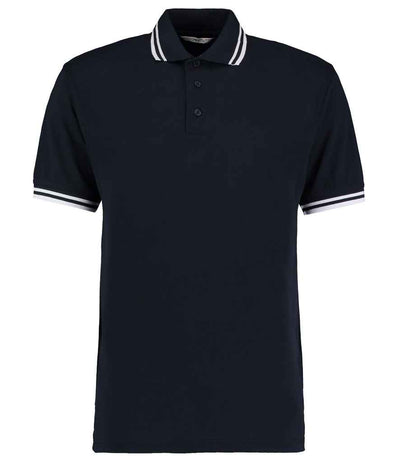 Kustom Kit Contrast Tipped Poly/Cotton Piqué Polo Shirt - Navy/White