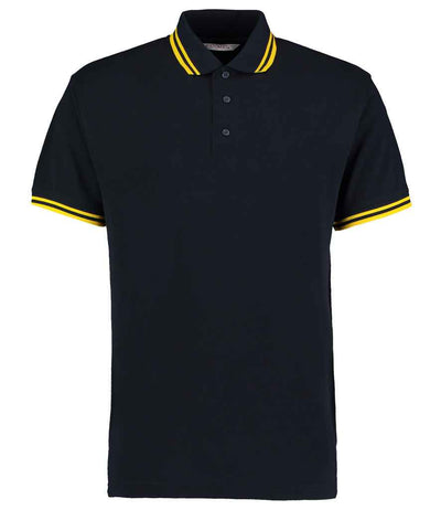 Kustom Kit Contrast Tipped Poly/Cotton Piqué Polo Shirt - Navy/Yellow