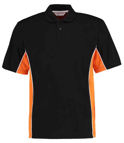 Kustom Kit Track Poly/Cotton Piqué Polo Shirt - Black/Orange