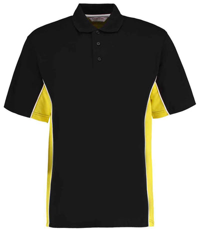 Kustom Kit Track Poly/Cotton Piqué Polo Shirt - Black/Yellow