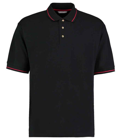 Kustom Kit St Mellion Tipped Cotton Piqué Polo Shirt - Black/Red