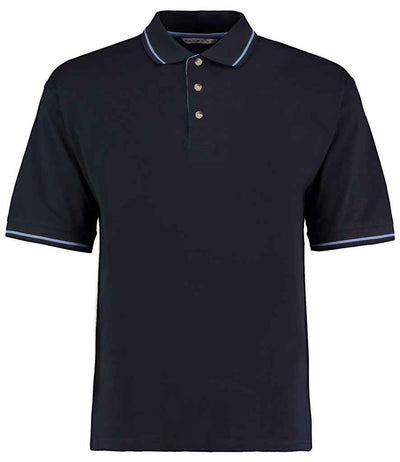 Kustom Kit St Mellion Tipped Cotton Piqué Polo Shirt - Navy/Light Blue