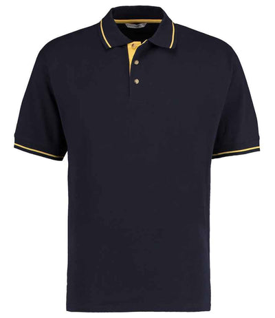 Kustom Kit St Mellion Tipped Cotton Piqué Polo Shirt - Navy/Yellow