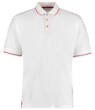 Kustom Kit St Mellion Tipped Cotton Piqué Polo Shirt - White/Red