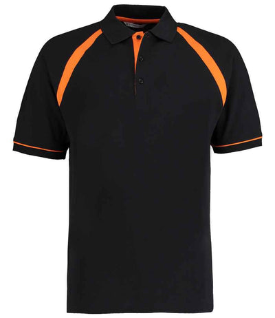 Kustom Kit Oak Hill Cotton Piqué Polo Shirt - Black/Orange