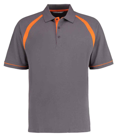 Kustom Kit Oak Hill Cotton Piqué Polo Shirt - Charcoal/Orange