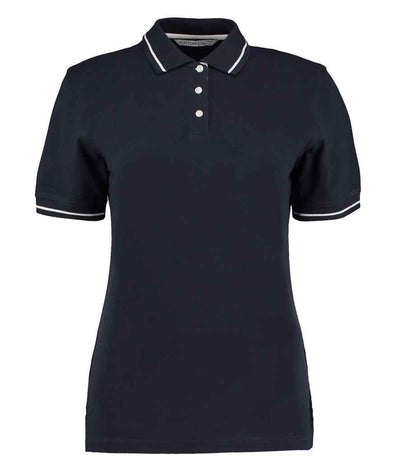 Kustom Kit Ladies St Mellion Tipped Cotton Piqué Polo Shirt - Navy/White