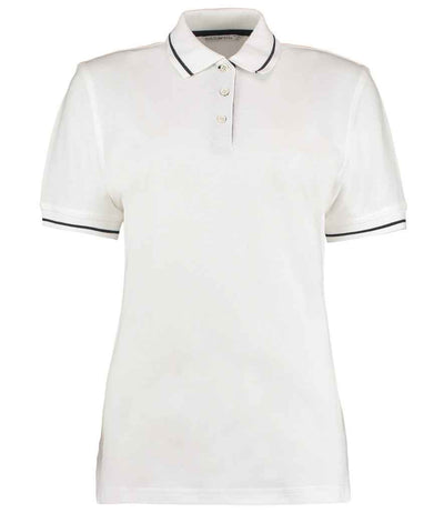 Kustom Kit Ladies St Mellion Tipped Cotton Piqué Polo Shirt - White/Navy