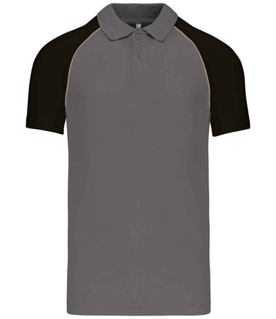 Kariban Baseball Cotton Piqué Polo Shirt - Slate Grey/Black