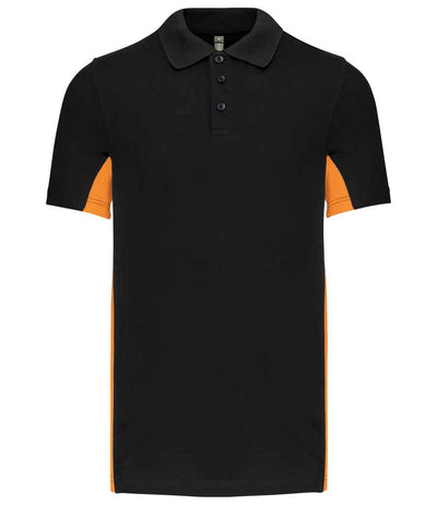 Kariban Flag Poly/Cotton Piqué Polo Shirt - Black/Orange