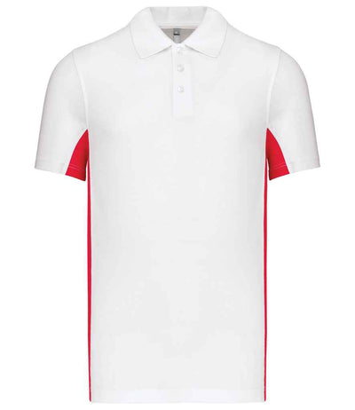 Kariban Flag Poly/Cotton Piqué Polo Shirt - White/Red