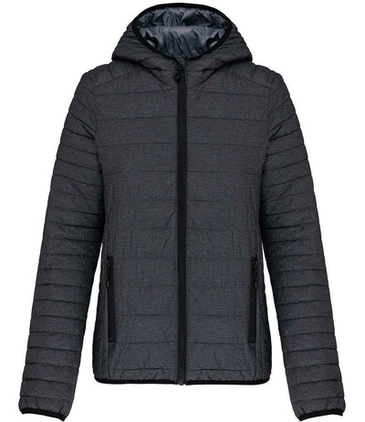 Kariban Ladies Lightweight Hooded Padded Jacket - Marl Dark Grey