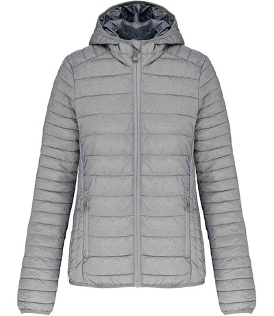 Kariban Ladies Lightweight Hooded Padded Jacket - Marl Silver