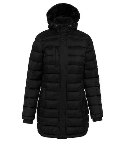 Kariban Ladies Lightweight Long Padded Parka Jacket - Black