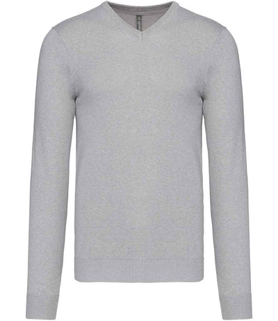 Kariban Cotton Acrylic V Neck Sweater - Grey Melange