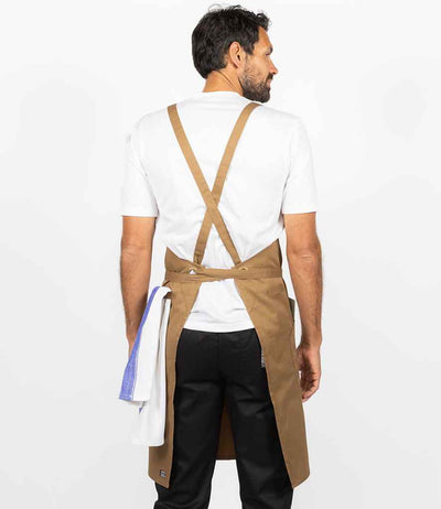 Le Chef Crossover Bib Apron - Khaki