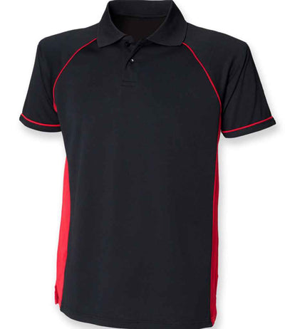 Finden + Hales Performance Panel Polo Shirt - Black/Red