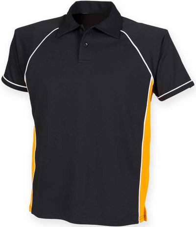 Finden + Hales Performance Piped Polo Shirt - Black/Amber/White