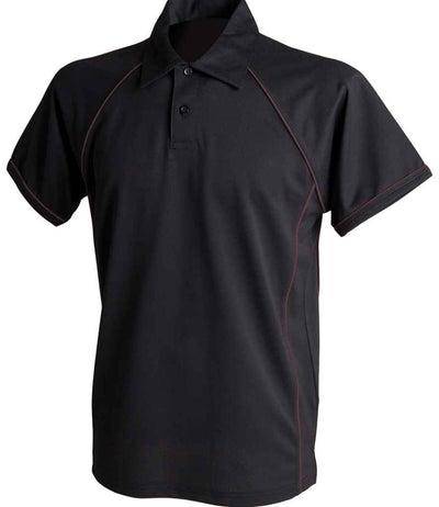 Finden + Hales Performance Piped Polo Shirt - Black/Black