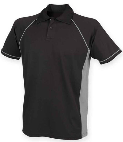 Finden + Hales Performance Piped Polo Shirt - Black/Grey