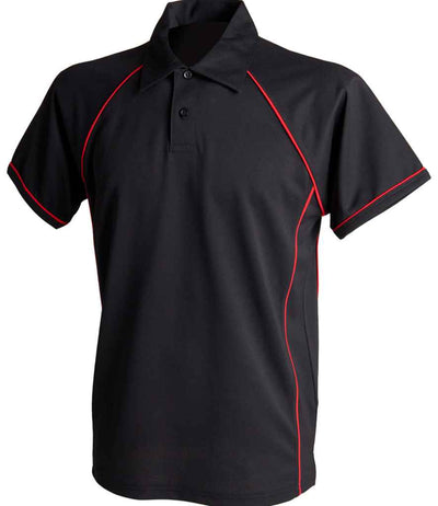 Finden + Hales Performance Piped Polo Shirt - Black/Red