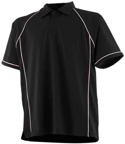 Finden + Hales Performance Piped Polo Shirt - Black/White
