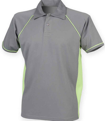 Finden + Hales Performance Piped Polo Shirt - Grey/Lime Green