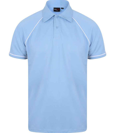 Finden + Hales Performance Piped Polo Shirt - Sky Blue/Navy/White