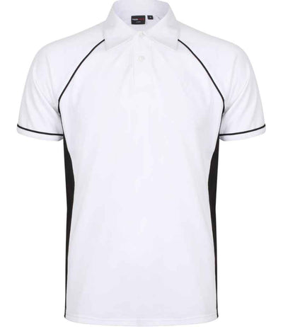 Finden + Hales Performance Piped Polo Shirt - White/Black/Black