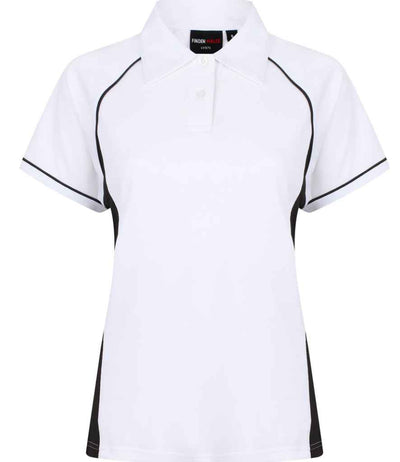 Finden + Hales Ladies Performance Piped Polo Shirt - White/Black/Black