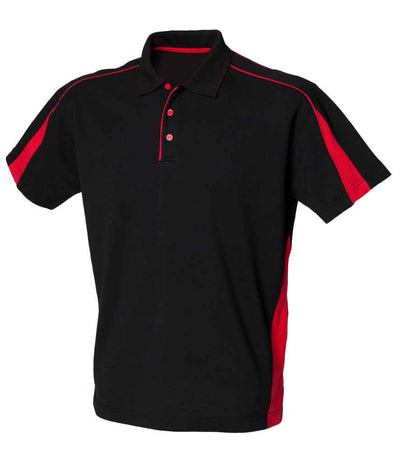 Finden + Hales Club Poly/Cotton Piqué Polo Shirt - Black/Red