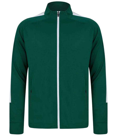 Finden + Hales Knitted Tracksuit Top - Bottle Green/White