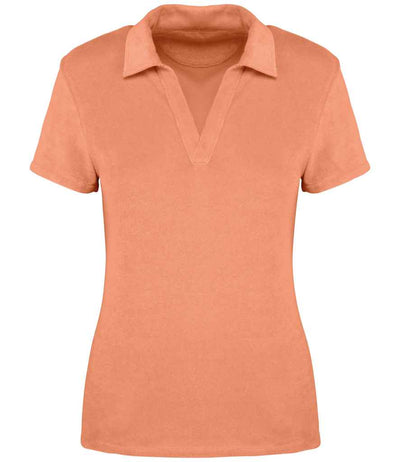Native Spirit Ladies Terry Towel Polo Shirt - Apricot