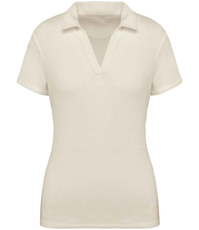 Native Spirit Ladies Terry Towel Polo Shirt - Ivory