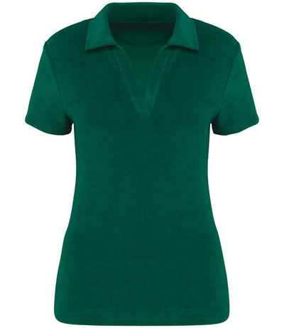 Native Spirit Ladies Terry Towel Polo Shirt - Malachite Green