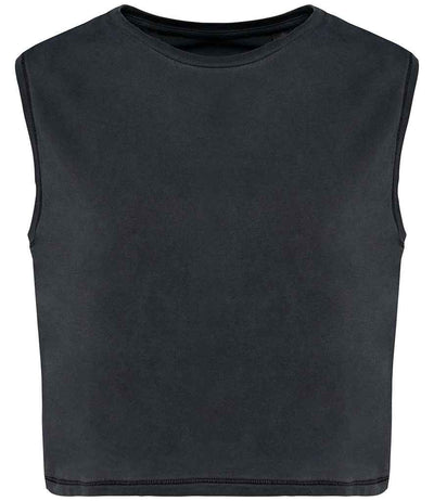 Native Spirit Ladies Cropped Tank Top - Washed Coal Grey