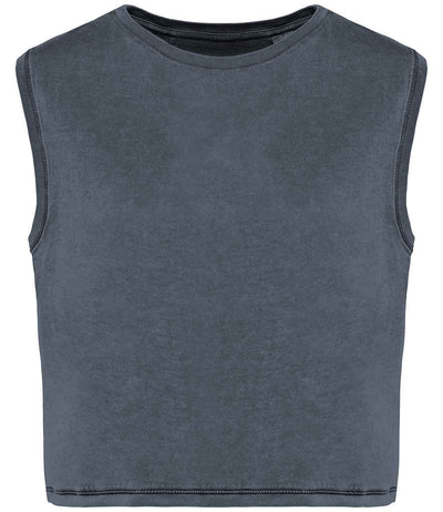 Native Spirit Ladies Cropped Tank Top - Washed Mineral Grey