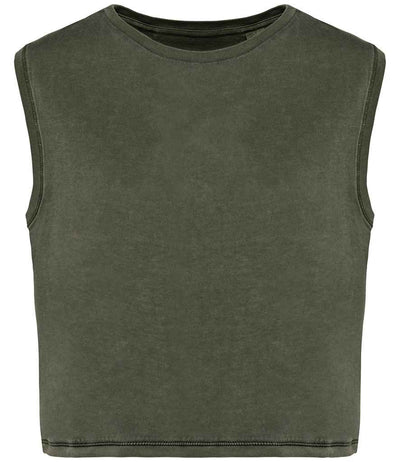 Native Spirit Ladies Cropped Tank Top - Washed Organic Khaki
