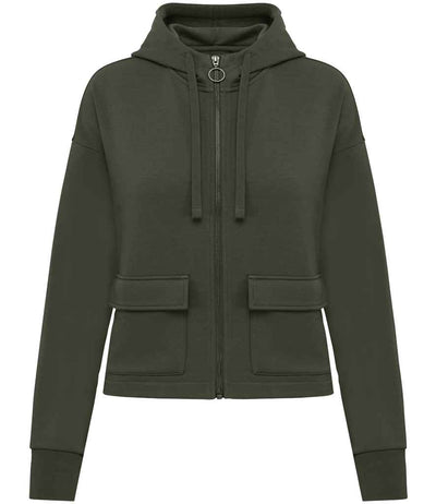 Native Spirit Ladies Full Zip Hooded Sweatshirt - Organic Khaki