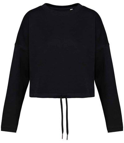 Native Spirit Ladies Oversized Cropped Sweatshirt - Black