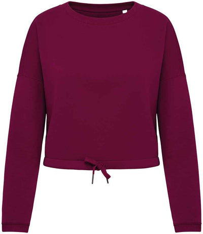 Native Spirit Ladies Oversized Cropped Sweatshirt - Cherry Purple