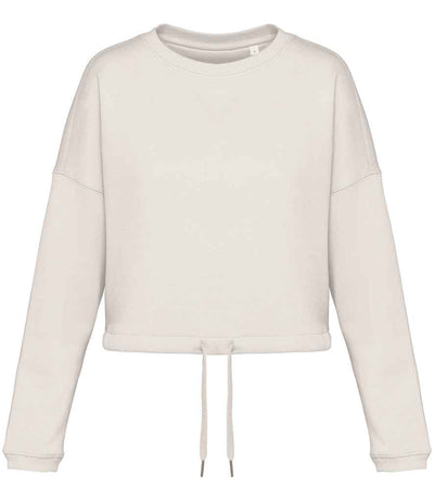 Native Spirit Ladies Oversized Cropped Sweatshirt - Ivory