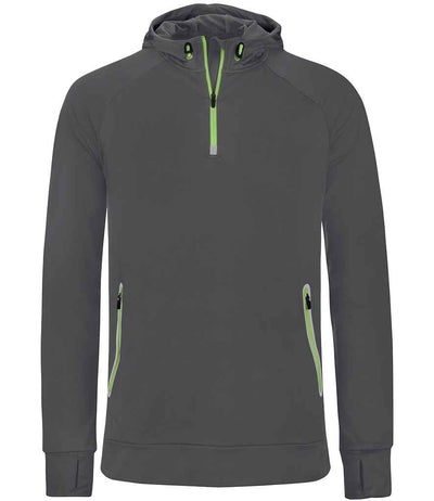 Proact Zip Neck Hooded Sweatshirt - Dark Grey