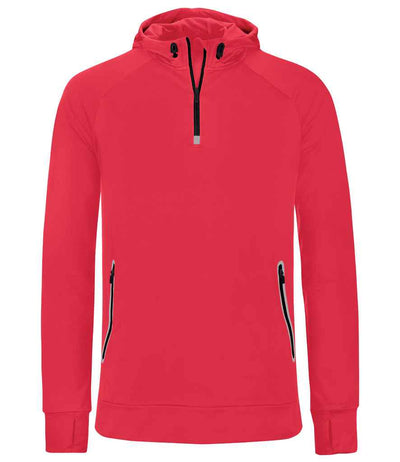 Proact Zip Neck Hooded Sweatshirt - Red