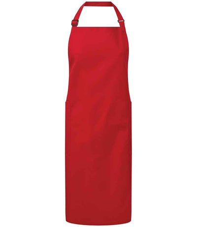 Premier Recycled Polyester and Fairtrade Organic Cotton Bib Apron - Red