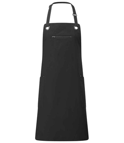 Premier Barley Contrast Stitch Bib Apron - Black/Charcoal